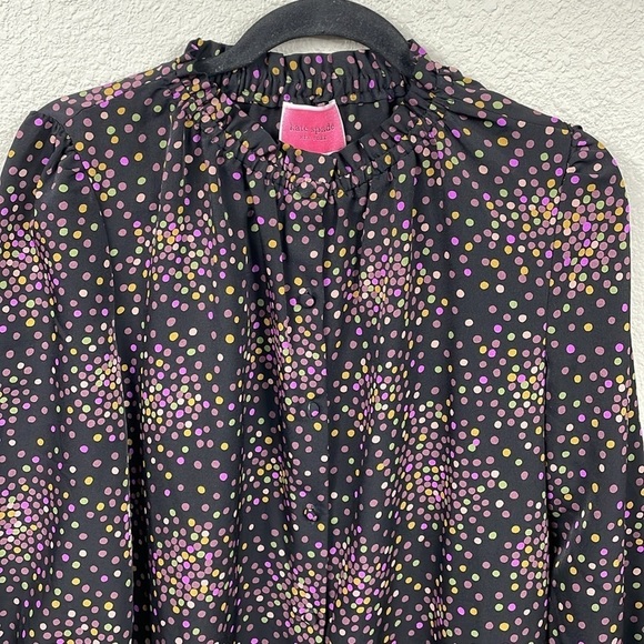 Kate Spade Disco Dots Ruffle Shirt Dress Button Front Confetti Long Sleeve Sz 6 - Picture 5 of 16
